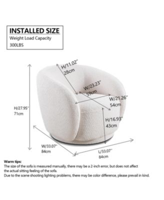 Swivel Accent Chair, Boucle Fabric Upholstered Barrel Chair, Single Sofa Single Armchair for Living Room