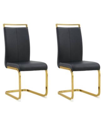 Modern Black Faux Leather Dining Chairs (Set of 4)