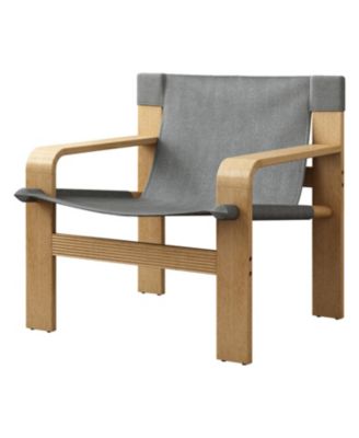 Oak Accent Lounge Chair - Dark Grey