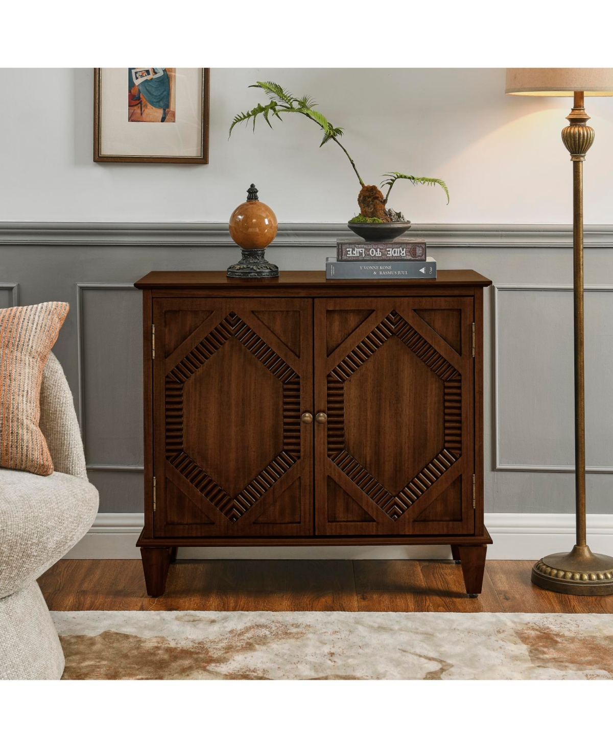 Streamdale Retro Wooden Sideboard Buffet Cabinet - Walnut