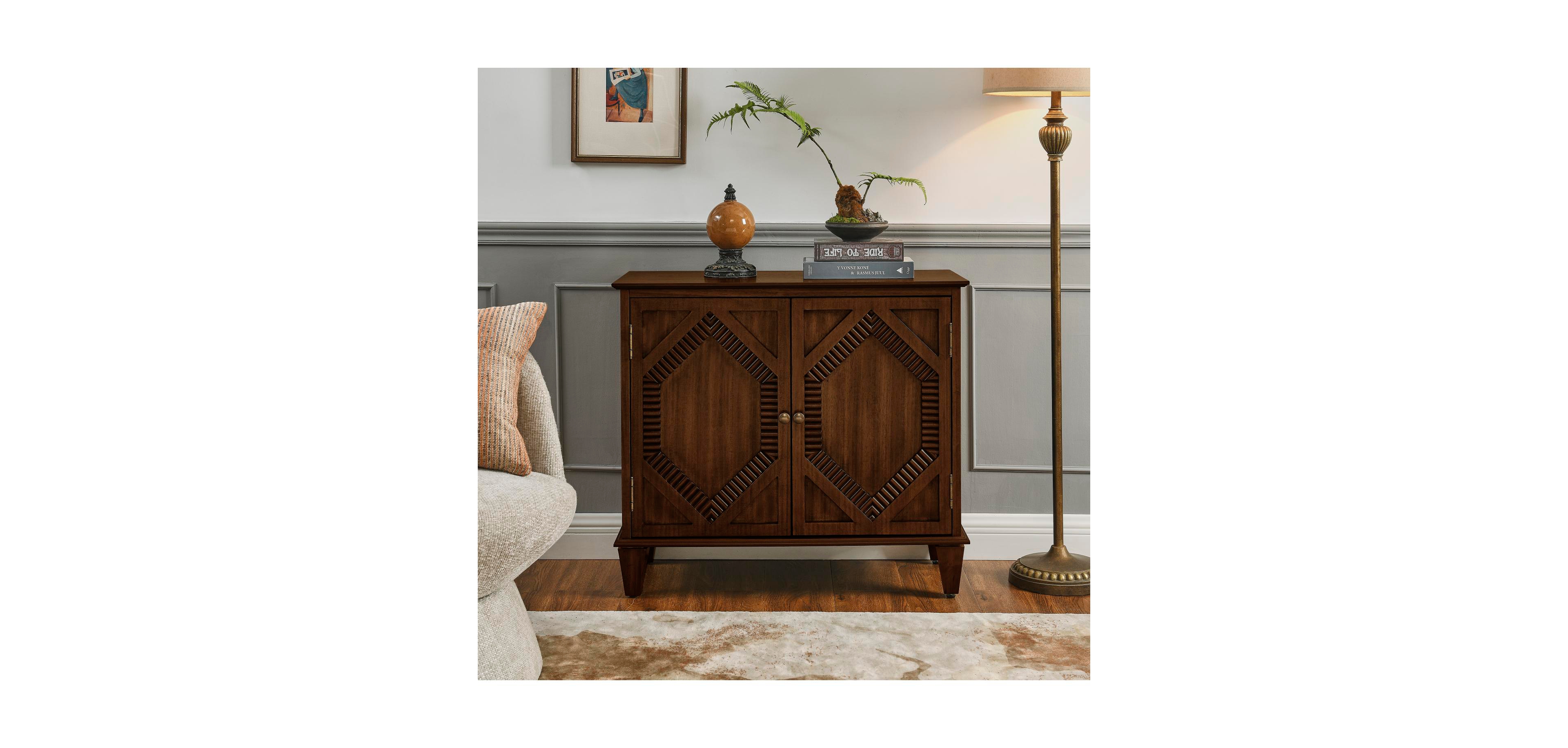 Streamdale Retro Wooden Sideboard Buffet Cabinet - Walnut