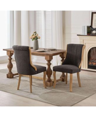  Snow Velvet Dining Chairs, Curved Wood, Gray (Set of 2)