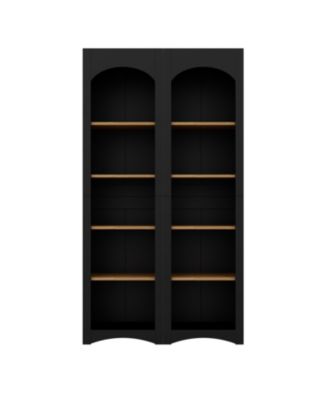 5-Tier Bookshelves (Set of 2), Two-Tone Cabinet, 72"H Pantry - Black