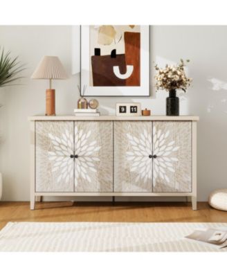 Modern Sideboard Buffet Cabinet with 4 Doors & Adjustable Shelves
