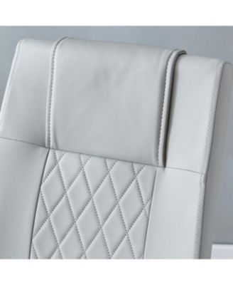 Faux Leather Cushioned Dining/Living Room Chairs, Metal Legs, Set of 6 (Light Gray)