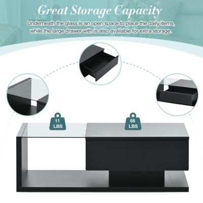  Modernist Glass-Wood Center Table