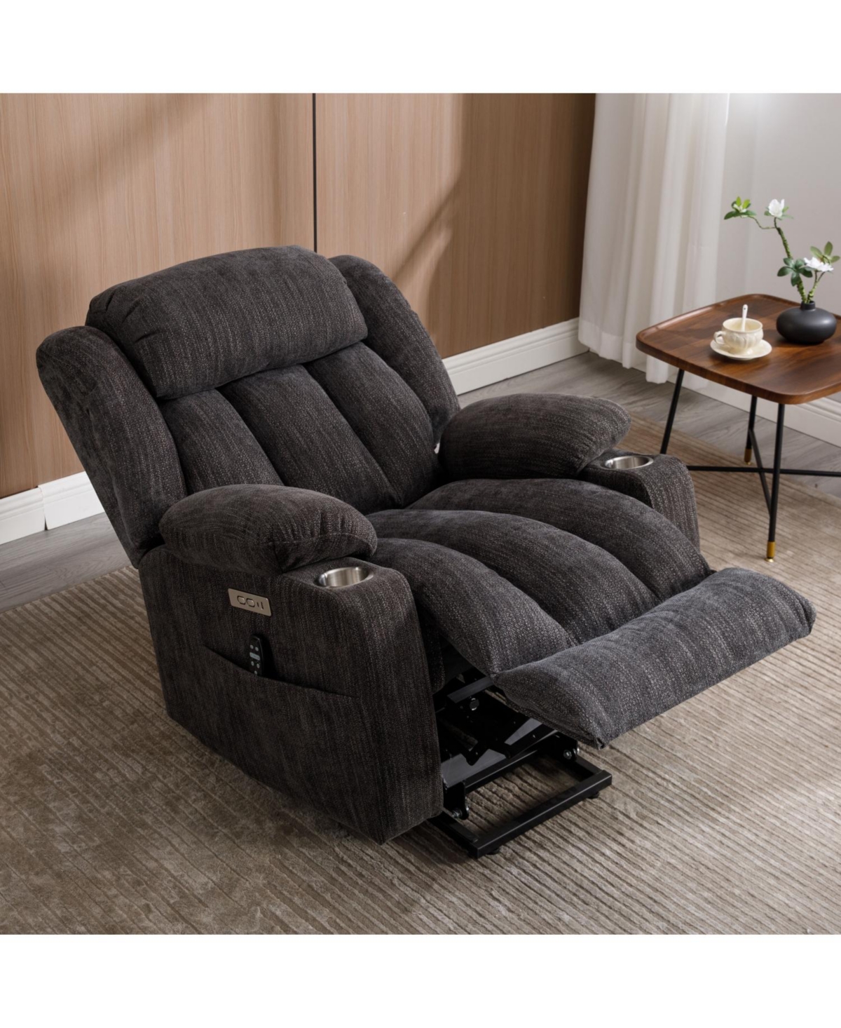 Streamdale Furniture Chenille Power Lift Recliner, 350 Lbs, Massage & Heat