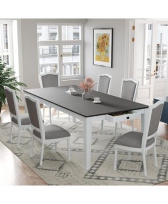 Streamdale Rustic Extendable Dining Set 78" Table, 6 Chairs, Drawers