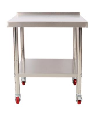 Stainless Steel Prep Table 30x24, Backsplash, Casters