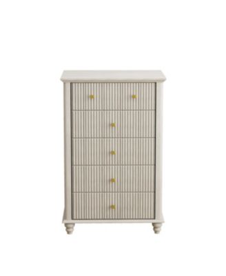 Fluted 5 Drawer Dresser - Beige