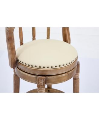 + 26" Seat Height (1pc) + Leather + Wooden + Bar Stool