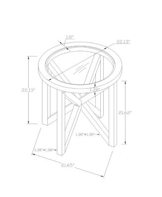 Streamdale Modern Glass Coffee Table - Wood Base, Round Top