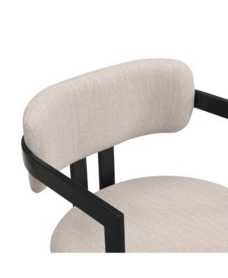 + Set of 2 + Beige Fabric + Black Metal Frame + Upholstered Dining Chairs