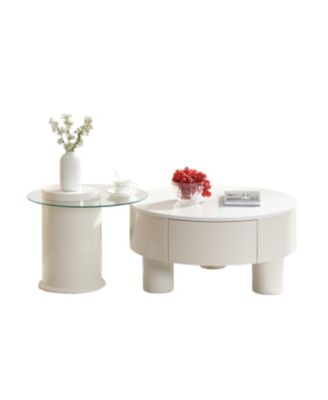 Nesting Coffee Table Set w/ Storage Drawer