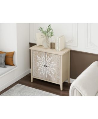 Carved 2-Door Storage Cabinet with Adjustable Shelf