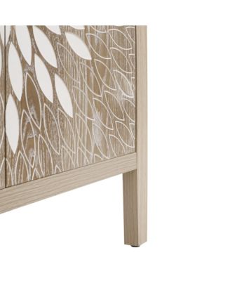 Carved 2-Door Storage Cabinet with Adjustable Shelf