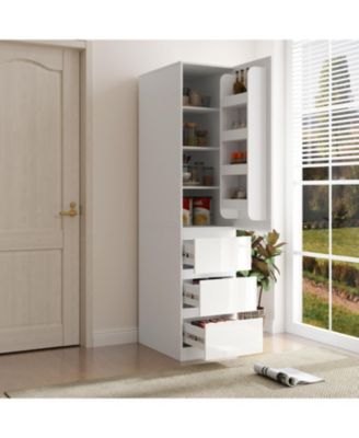 Kitchen Pantry Cabinet with Doors, Shelves & Drawers