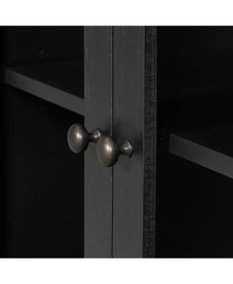 Black 2-Door 7-Drawer Storage Cabinet