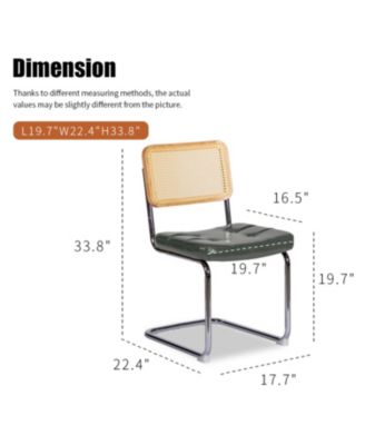 Faux Leather Rattan Dining Chairs, Chrome Legs, Green, Set of 2