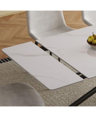 Streamdale Retractable Sintered Stone Dining Table Set (Table + 8 Chairs
