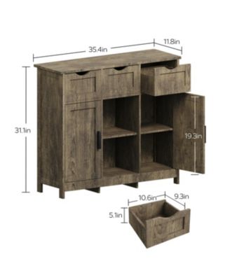  Wooden Storage Cabinet with Drawers and Shelves (Black)