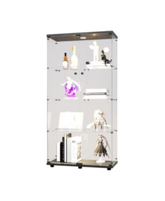 LED Glass Display Cabinet with 4 Shelves, 64.7"x31.7"x14.3")