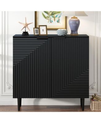 Mira Modern Side Cabinet with Adjustable Shelves, Geometric Design