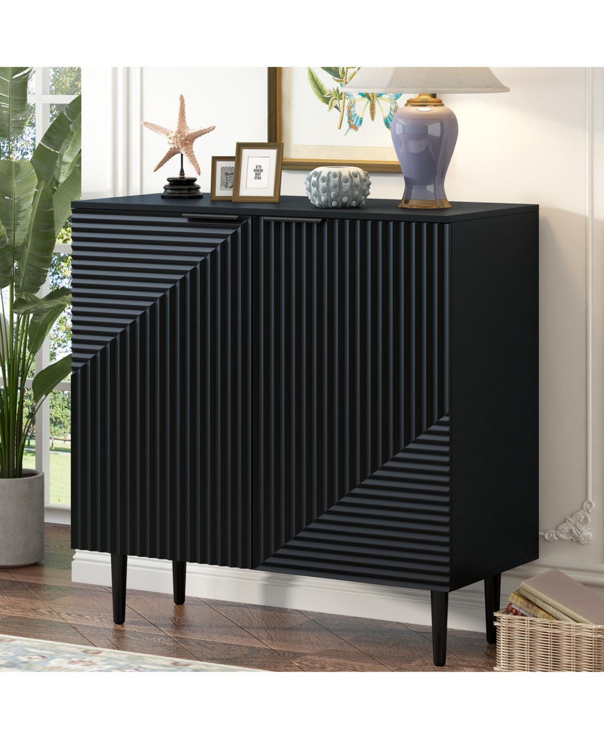 Streamdale Furniture Mira Modern Side Cabinet with Adjustable Shelves, Geometric Design