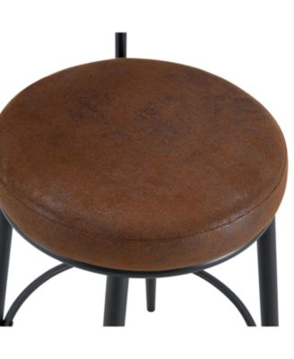 Ergonomic High Leg Bar Chairs - Brown Fabric Cushions Black Metal Legs