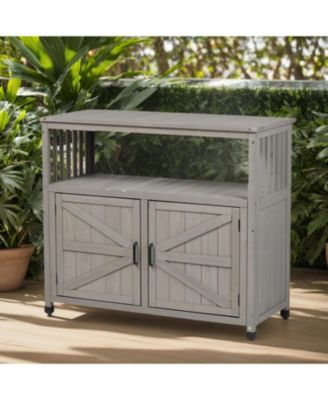 Wooden Patio Bar Table Set with Storage