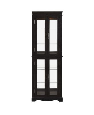 Lighted Glass Curio Cabinet - Black