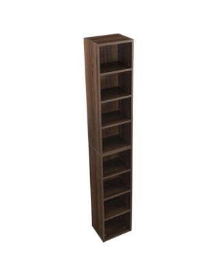  8-Tier Media Tower Rack, Adjustable Shelves, Tall Bookcase