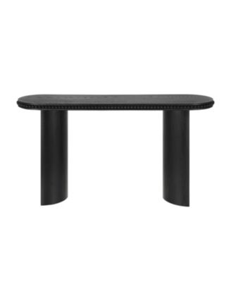 Vintage Console Table - Beaded Trim, Reversible Legs, Natural Wood