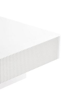 Elegant Square Fluted Coffee Table, Modern Drum End Table