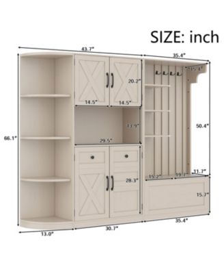 Hall Cabinet with Storage & Hooks