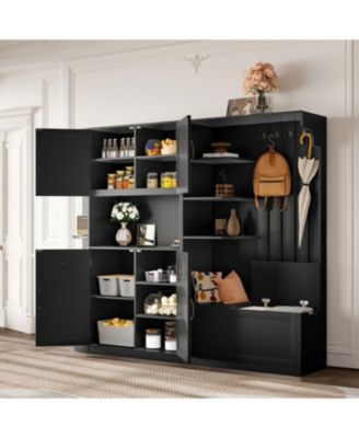 Hall Cabinet with Storage & Hooks