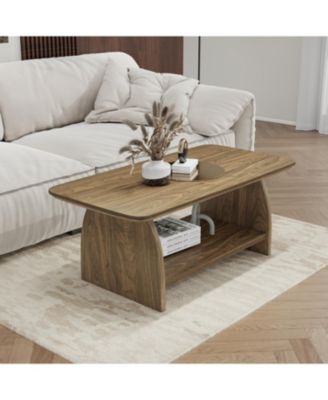 47" Modern Double-Layer Coffee Table with Storage
