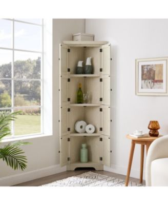 4-Tier Corner Pantry Cabinet with Doors & Shelves