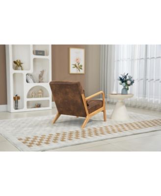 Mid Century Accent Chair with Wood Frame & Waist Cushion