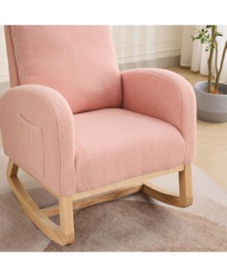 Sherpa Glider Rocking Chair - Nursery/Living Room - Pink