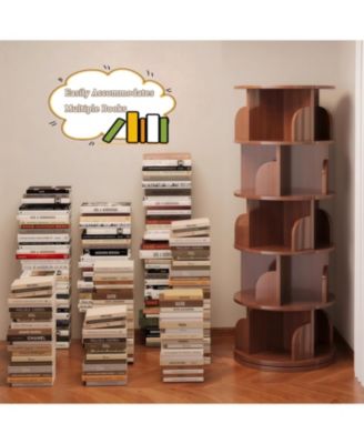 Rotating Bookshelf 5-Tier 360 Spinning Tower - Walnut