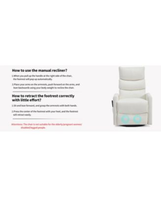Streamdale White Fabric Heat Massage Rocker Recliner