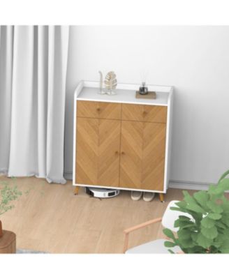 4-Tier Shoe Cabinet with Drawers & Doors