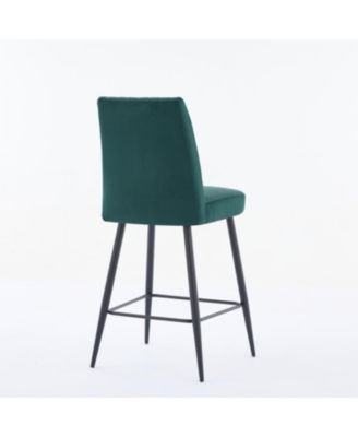 Streamdale Velvet Green Bar Chairs Set of 2 Adjustable Iron Feet