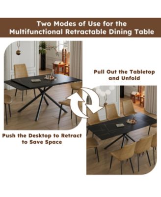 Streamdale Retractable Sintered Stone Dining Set (Table + 4 Chairs