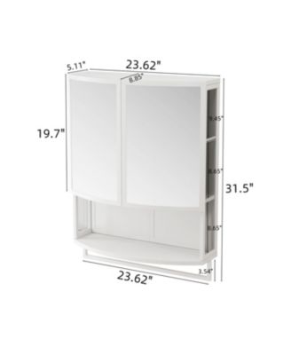 Arched Double-Door Wardrobe with Mirror & Storage - White