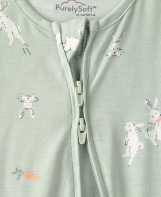 Baby Boys' or Baby Girls' Easter Bunny Print 2-Way Zip Sleep and Play Pajama