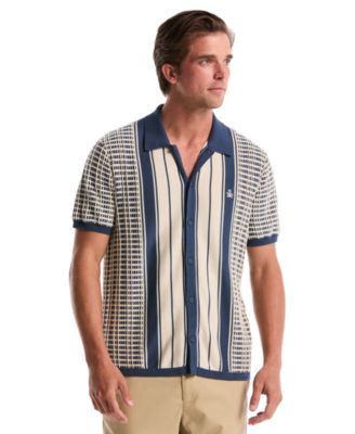 Men's Plaid & Stripe Patterned Slim-Fit Polo Sweater