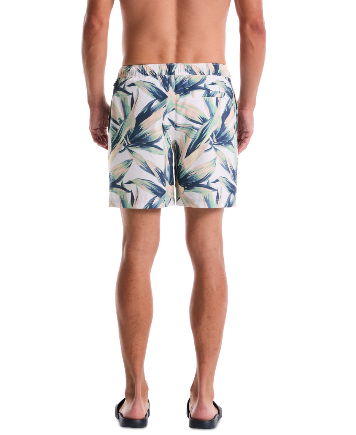 Original Penguin Men's Volley Succulent Print Elastic Waist Swim Trunk