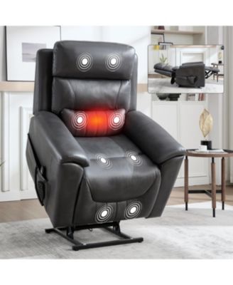 Power Lift Recliner, 350 LBS, Massage & Heat, Grey